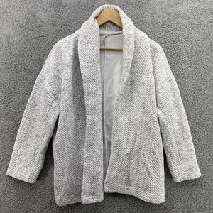 Fabletics Quilted Cardigan Oversized Size S Open‎ Front Sweater Gray Herringbone